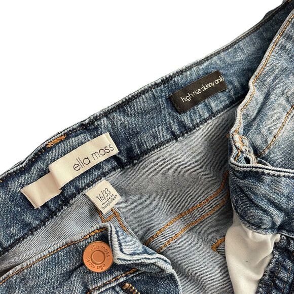 Ella Moss Plus 16 / 33 Jeans High Rise Skinny Ankle Raw Hem Blue Denim - Picture 2 of 9